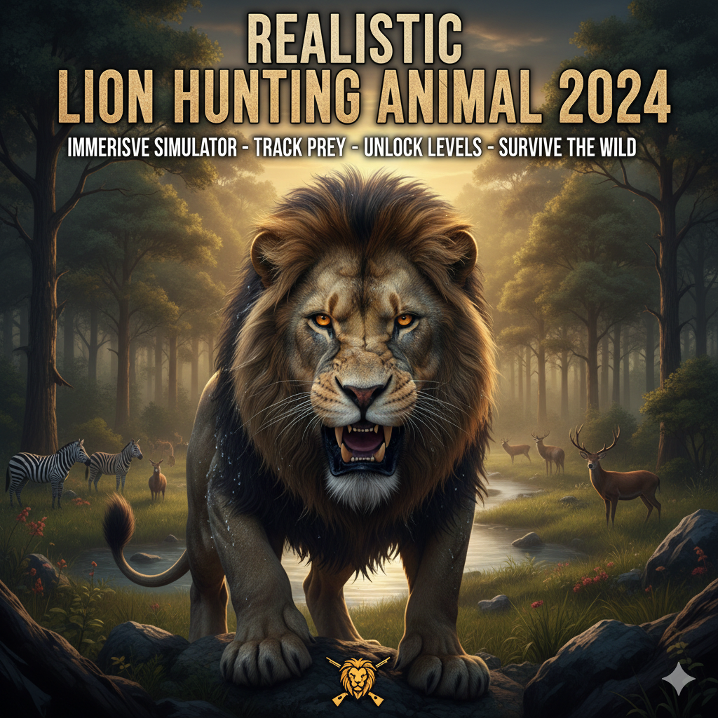 Realistic Lion Hunting Animal 2024